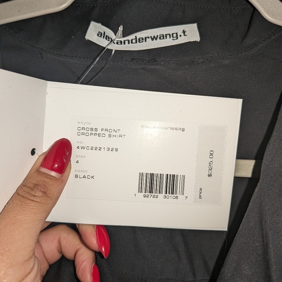 15. NWT ALEXANDER WANG CROSS FRONT POPLIN CROPPED TOP - Picture 8 of 10